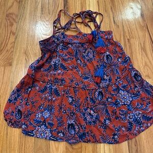 LOFT Terracotta and Navy Floral Blouse
